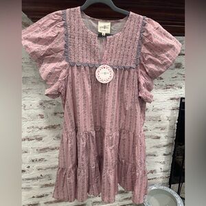 Umgee Floral Cap Sleeve Tiered Mini Dress